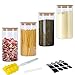 GoMaihe 4 PCS Barattoli di Vetro Barattolo Cucina, Contenitori Alimentari con Coperchio di A Tenuta d'Aria bambù, Contenitore Ermetico per Alimenti Pasta caffè, Vetro Borosilicato 1.2L
