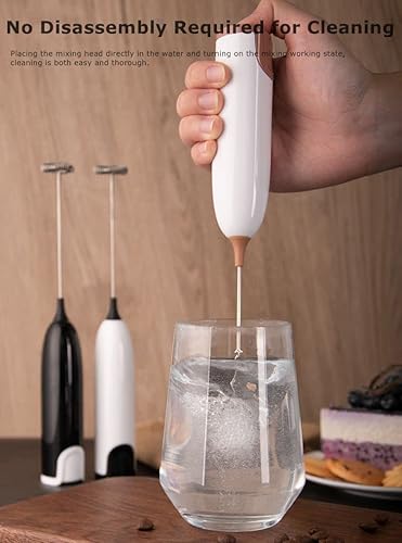 Miniatura 3 de EPAZISOH Espumador de leche de mano, funciona con pilas, máquina de espuma eléctrica de leche, mini mezclador y espumador de café para frappe,