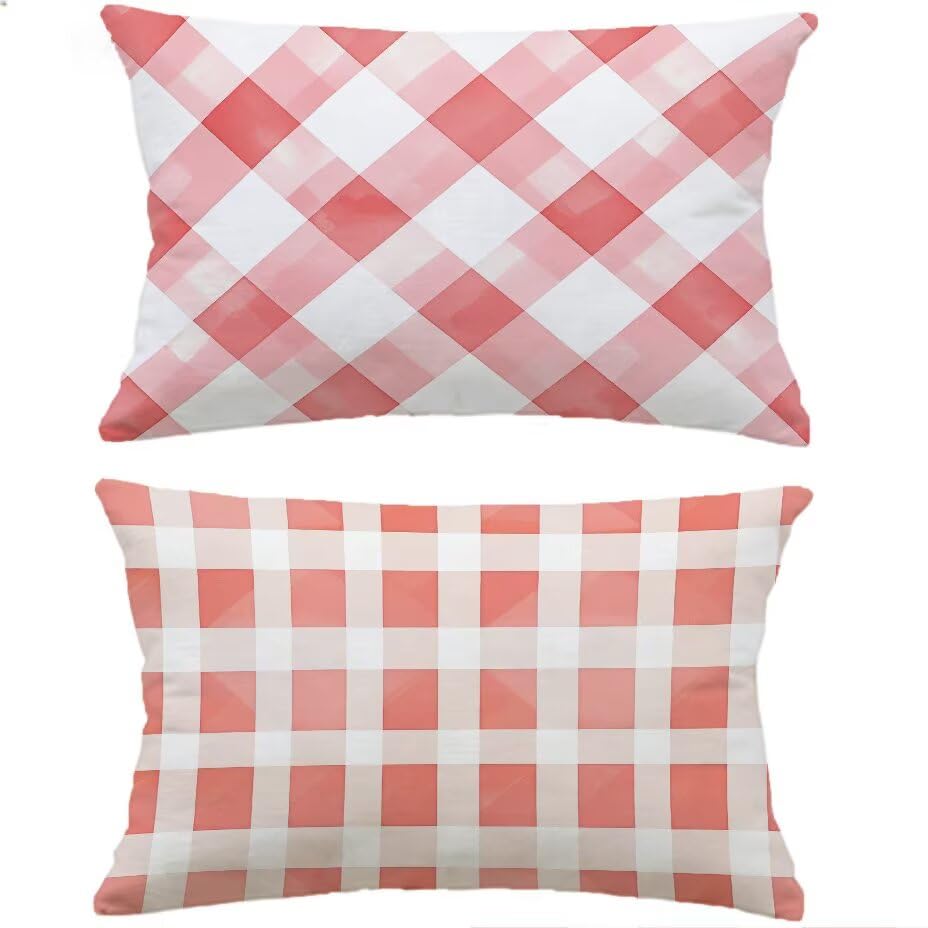 Coussin lombaire jardin 40x80 imperméable aspect lin rose pour canapé rotin
