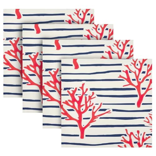 Servilletas de tela satinadas rojas coral cuadradas x6 miniatura 5