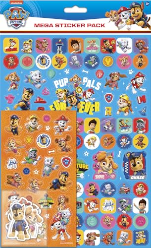 Paw Patrol Pup Pals Mega Sticker Pack | três tipos de decalques (cerca de 130 no total) | Produto oficial licenciado | Reutilizável em superfícies não porosas, para meninos e meninas, a partir de