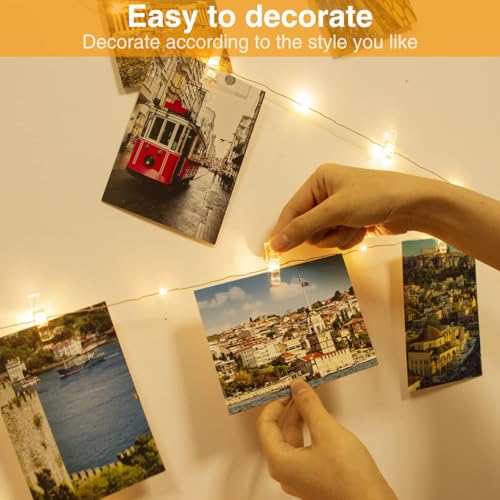 litogo 120LED 12M Photo Clip String Lights, USB Powered Photo Peg Fairy Lights with 60 Clips Indoor, Copper Wire Plug in Hanging String Photo Frames Decoration for Bedroom Wedding Party Christmas - Image 5