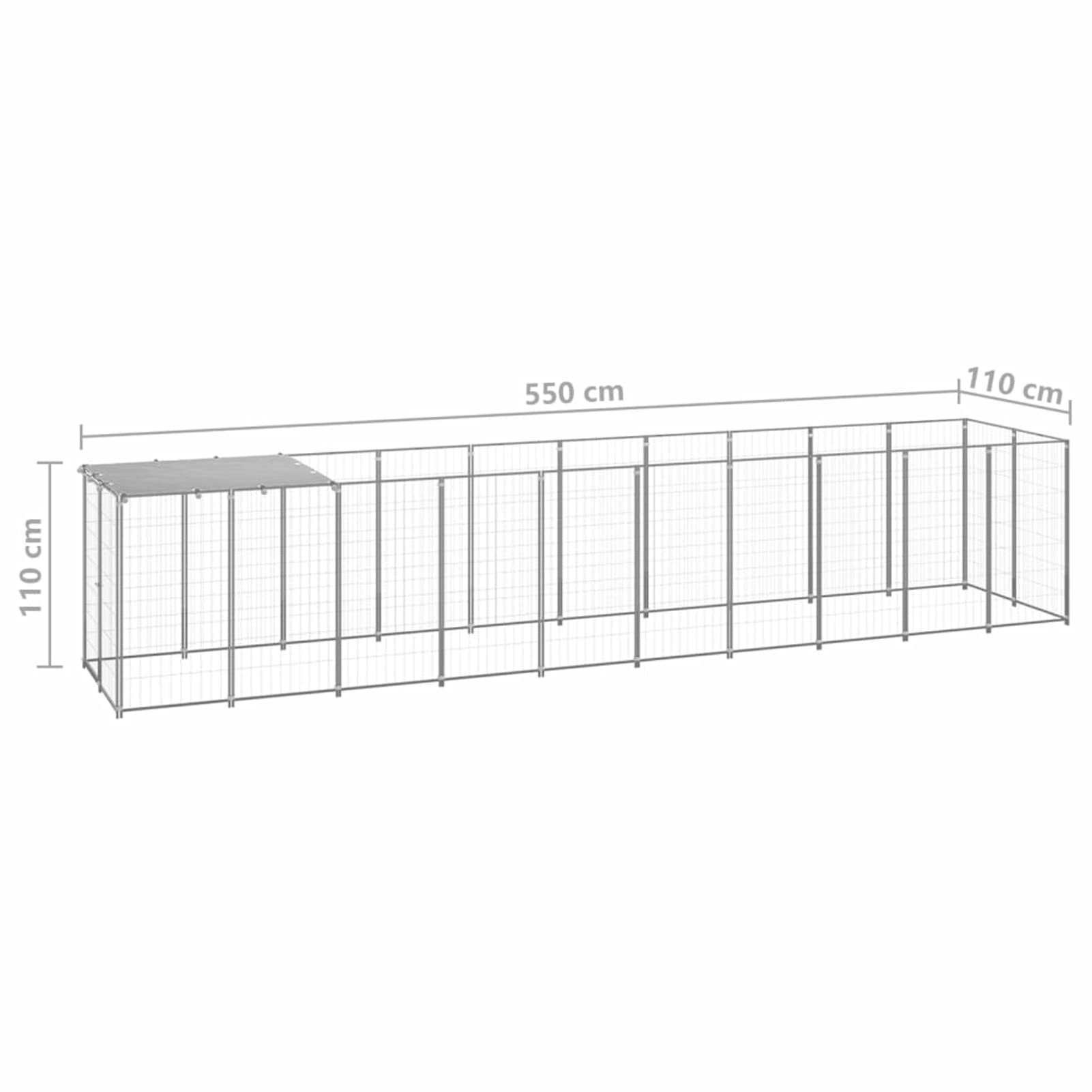 Homgoday Hodowla dla psów, srebrna, 6,05 m², stal, kojec dla psów, kotów, królików, 1720, zwierzęta i artykuły dla zwierząt domowych