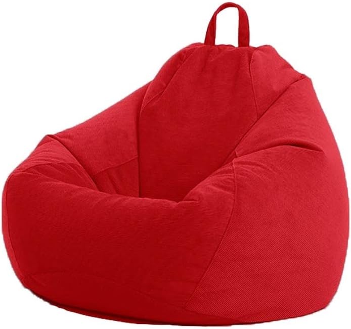 Bean Bag Chair Sofa Cover Without Filler,Lounger High Back Large Bean Bag Storage Chair Couch Cover with Side Pockets and Handle for Adults and Kids (Color : Brown, Size : Medium)