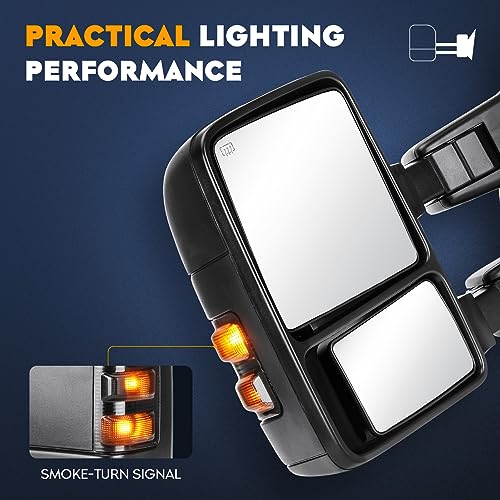 Towing Mirrors for Ford F-250 F-350 F-450 F-550 Super Duty 1999-2007 Power Heated with Turn Signal Manual Folding Telescoping (1 Pair) by Aeagle - Used condition - Image 3