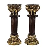 Decorative Elephant Candle Holders Set of 2, Retro Gold Pillar Candle Holders Candlestick Candleholders Stand Centerpieces Home Decor for Bedroom, Living Dining Room, Mantel, Fireplace, Birthday Gift