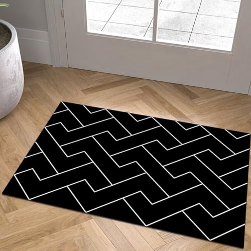 Alfombra de pasillo de rayas negras con tamaño personalizable 3