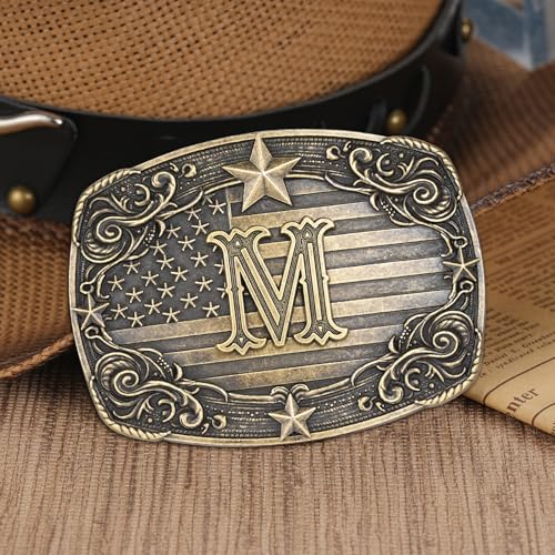 Image of Western Belt Buckle for Men Women Initial Letter A to Z Cowboy Belt Buckle Texas Buckle hebillas vaqueras para hombre