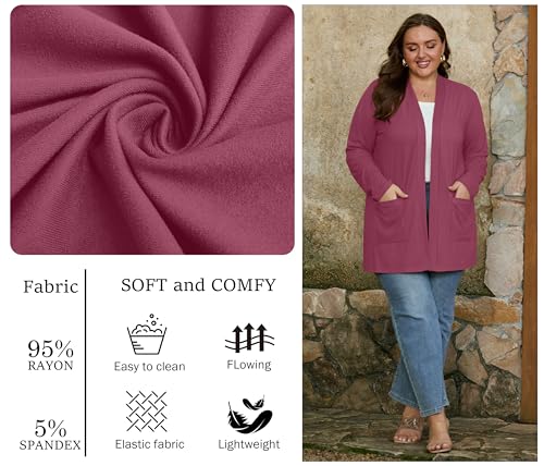 Image of OLRIK Plus Size Cardigan for Women 2026 Lightweight Open Front with Pockets