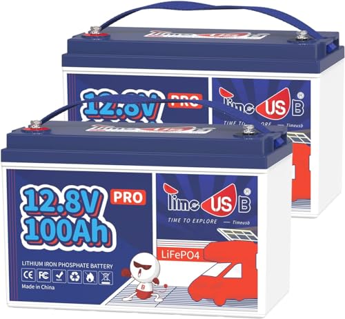 Timeusb Bateria Litio 12v 100ah Pro,1280wh Bateria Lifepo4 Con 100a Bms,Hasta 15000 Ciclos Y 10 Años De Vida,Batería Recargable De Grado A Para Autocaravana,Sistema Solar,Barco,Camping Paquete De 2 Timeusb Bateria Litio 12v 100ah Pro,1280wh Bateria Lifepo4 Con 100a Bms,Hasta 15000 Ciclos Y 10 Años De Vida,Batería Recargable De Grado A Para Autocaravana,Sistema Solar,Barco,Camping Paquete De 2