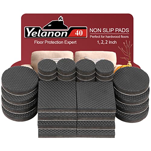 Yelanon Non Slip Furniture Pads 40 pcs(1+2+2)" Furniture Grippers Hardwood Floors