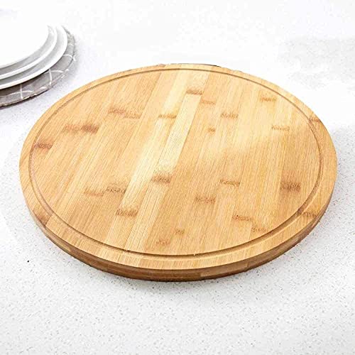 RHYDON Round Shape Wooden Chopping Board for Kitchen Round Multi-Purpose Bamboo Wooden Cheese Board/ Fruit Vegetable Chopping Cutting Slicing Board Pad/ Wood Chopper Plate/Pizza Serving Tray