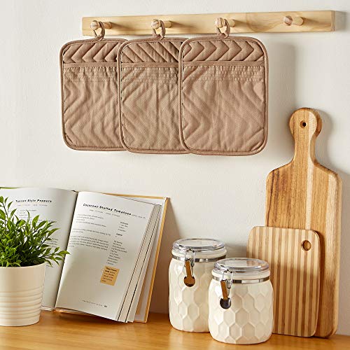 DII-Heat-Resistant-Quilted-Cotton-Pot-Holder-Set-Designed-with-Space-to-Personalize-Allowing-a-Customized-Design-7×9-Stone-3-Count DII Heat Resistant Quilted Cotton Pot Holder Set Designed with Space to Personalize Allowing a Customized Design 7×9 Stone 3 Count