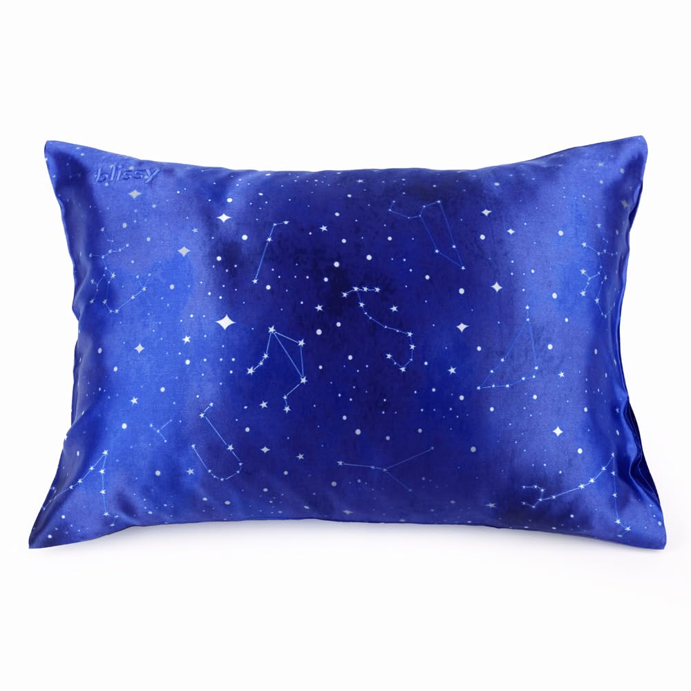 Blissy Silk Pillowcase - 100% Pure Mulberry Silk - 22 Momme 6A High-Grade Fibers - Silk Pillow Cover for Hair & Skin - Regular, Queen & King (Night Sky, Queen)