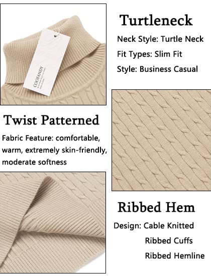 Image of COOFANDY Men's Slim Fit Turtleneck Sweater Casual Twist Patterned Pullover Knitted Sweaters
