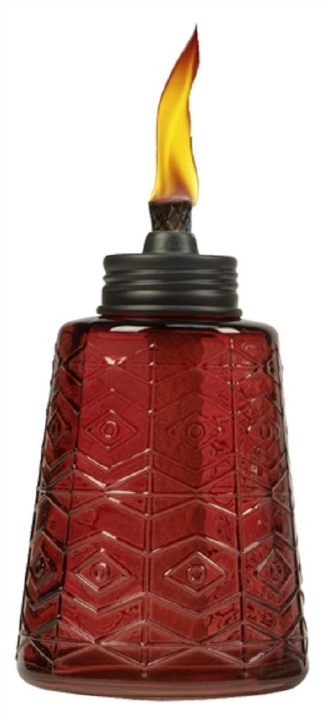 TIKI Patio Table Torch, Molded Glass, 6-In., Red