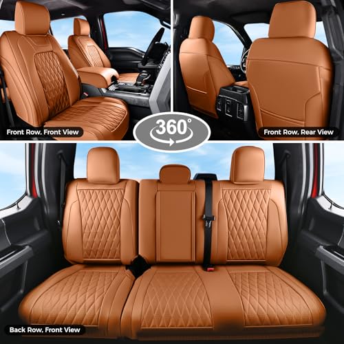 Coverado Premium Leather Full Set Seat Covers Waterproof Heavy-Duty Protectors Custom Fit for Ford F150 (2015-2026) F250/F350/F450 (2017-2026)-Orange, Stain-Resistant by Coverado - Used condition - Image 7