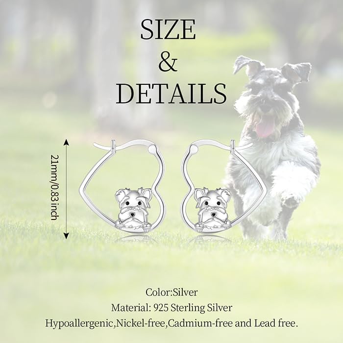 LES OSEWA Dog Animal Earrings Sterling Silver Animal Heart Hoop Dangle Earrings Cute Jewelry Gifts for Women - Image 2