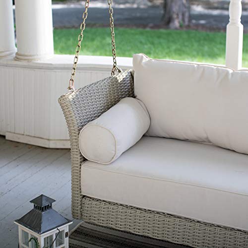 Image of Carry Bird Living Bellevue Two Seater Deep Seating All Weather Resin Wicker Porch Swing Bed with Cushion (1Pc- Beige Wicker Cream Cushion)