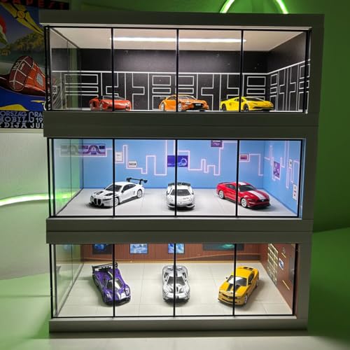 Image of 1:64 Scale Parking Lot Display Case - Diecast Car Display for Mini Cars, Model Vehicles - Diorama Garage Showroom for Collectors (Without Cars) | Best of Craft