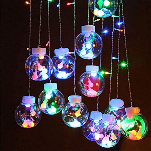 Image of Lexton Ball Curtain Light | 12 Balls | 6 Big Balls 6 Small Balls | 8 Flashing Modes | Multicolor | for Indoor & Outdoor Decorations