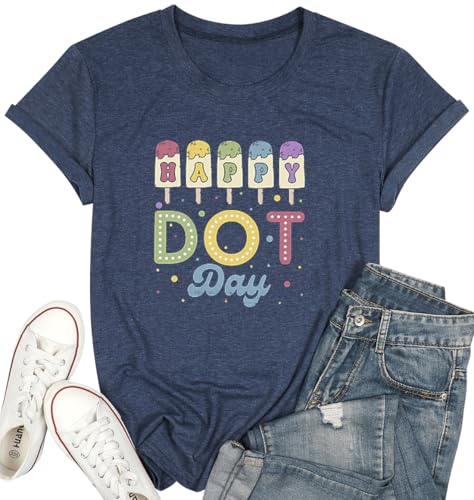 Happy Dot Day T-Shirt for Women Colorful Pastel International Dot Day Shirt Summer Colorful Polka Dot Girl Tees