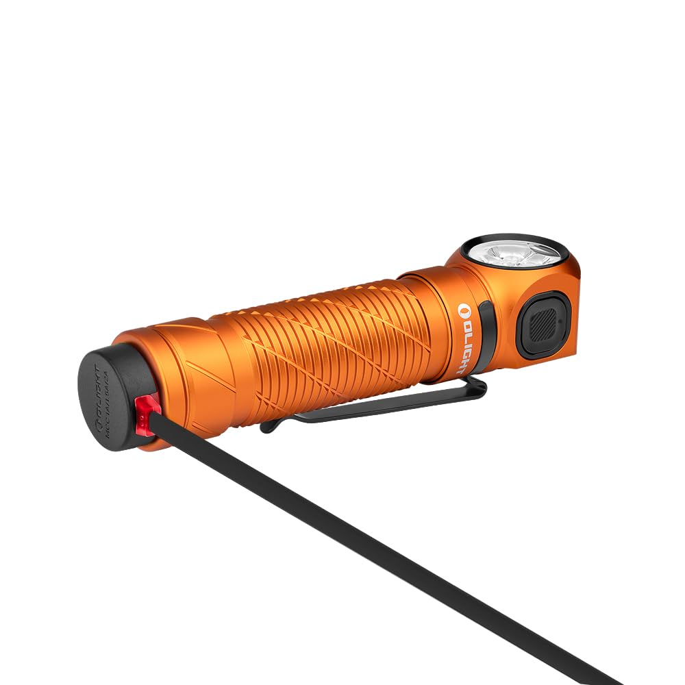 OLIGHT Perun 3 Lampe Frontale Ultra Puissante Rechargeable USB EDC 3000 LM Portée Max. 160 Mètres Torche Clignotant 7 Modes Étanche IP68 Headlamp LED Feu Rouge Pour Camping Orange