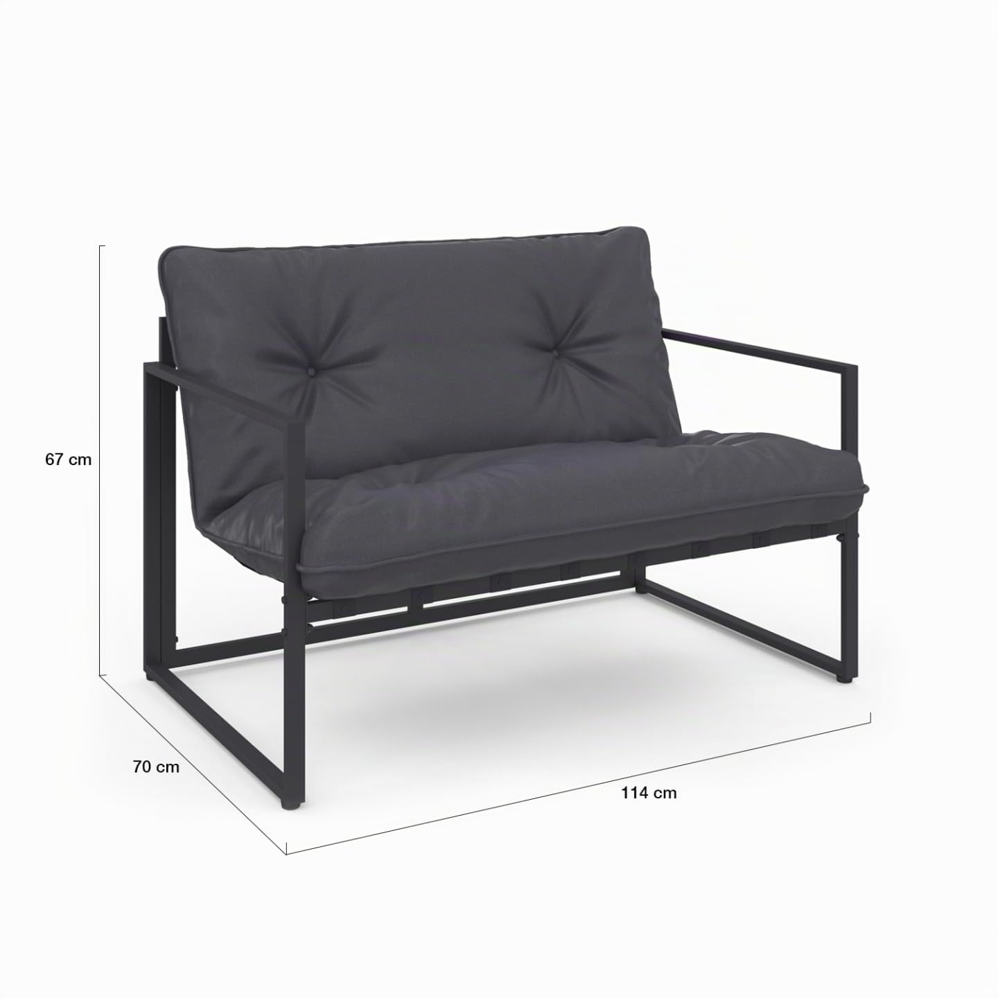 IDMarket - Salón de jardín bajo Nairobi 4 plazas de acero gris antracita