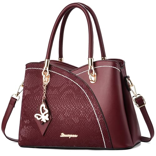 SiMYEER Bolsas e bolsas de mão com alça superior bolsa de ombro bolsa carteiro para mulheres, Vinho 2-1-lp