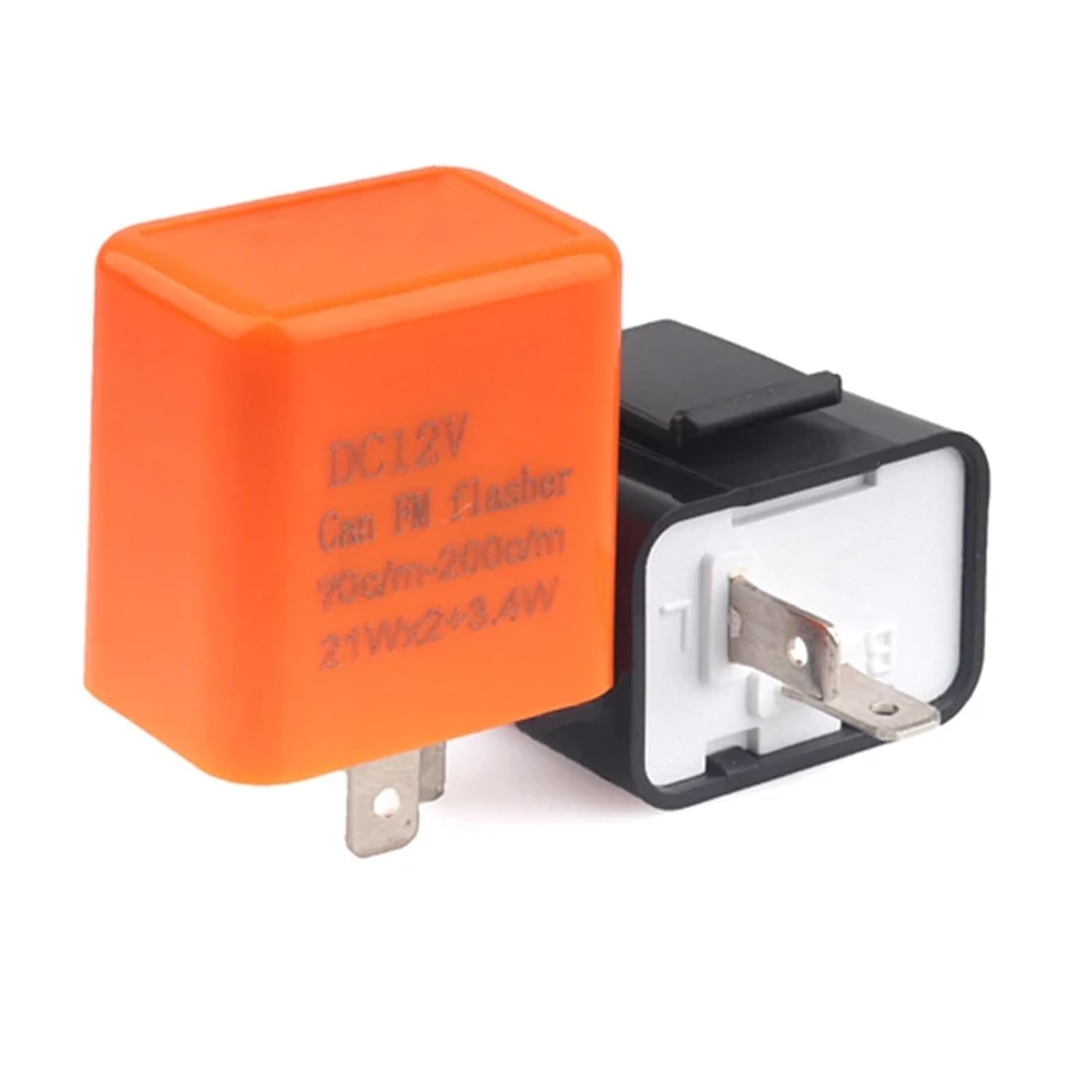 2Pins Motorcycle LED Flasher Relay DC12V Universal Electronic Adjustable Frequency LED Moto Blinker Turn Signal Flashing Light(Black 2PCS)