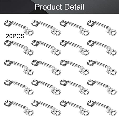 Image of MroMax 20PCS Sawtooth Picture Hangers Iron Picture Hangers 1.69 inch x 0.31 inch Double Hole Picture Frames Hangers for Hanging Clock Paintings Artwork Picture Frame Hook Photos Silver