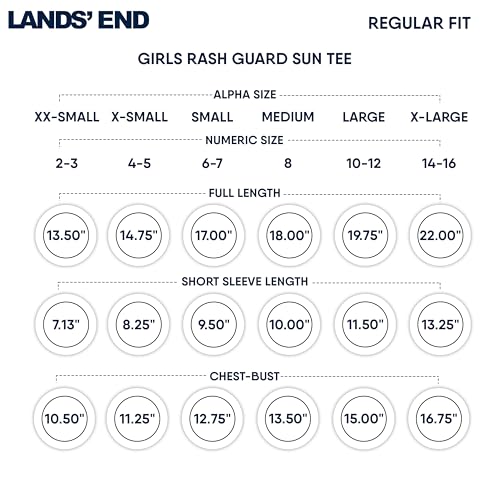 Image of Lands' End Girls' Swim UPF 50+ Short Sleeve Sun Tee Rash Guard Shirt