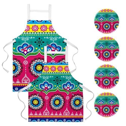 Tablier de cuisine contre les taches de restaurant et bistrot avec 4 broches incluses
