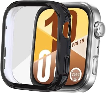 Huawei Watch Fit 4 ile Uyumlu Kasa Ve Ekran Koruyucu 360 Tam Koruma Silikon Kılıf (Siyah)