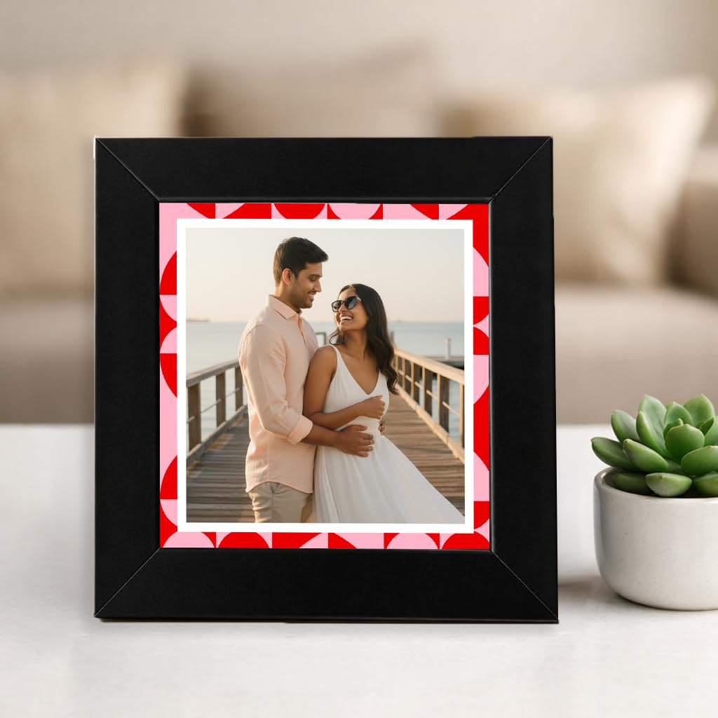 Customized Photo Frame with Personalized Photo Print | 5x5 Inch Black Tabletop & Wall Hanging Frame | Custom Picture Frame for Home & Office Décor | Birthday, Anniversary, Wedding, Couple Photo-image-7