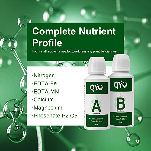 Plant Food Hydroponic Nutrients Supplies: Hydroponics Growing System QYO Base A & B Nutrients, Hydroponic Fertilizer for Any Hydroponics System - Indoor Herb Garden Plants Accessories(Total 200ml) - Image 3