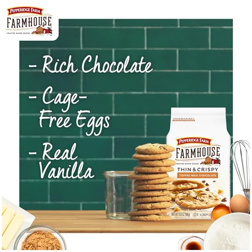 Image of Pepperidge Farm Farmhouse Thin & Crispy Toffee Milk Chocolate Cookies, 6.9 Ounce Bag (Pack of 2)