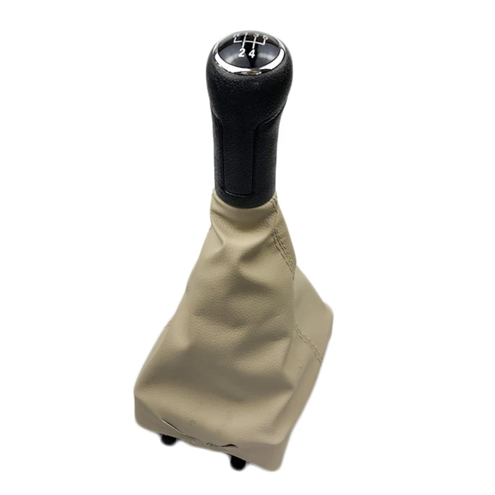 Jeocoai 5-Speed-Black- Beige Car Gear Knob Car Gear Shift Knob Lever Shifter Gaiter Boot Cover For Volkswagen For Polo 9N 9N2(5-Speed-Black- Beige)