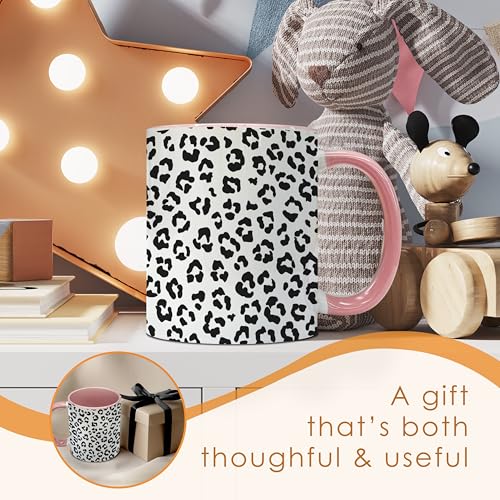 Taza de café con diseño de leopardo negro y blanco 11oz miniatura 6