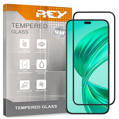 REY Protector de Pantalla Curvo para Honor X8C, Negro, Cristal Vidrio Templado Premium, 3D / 4D / 5D, Anti Roturas