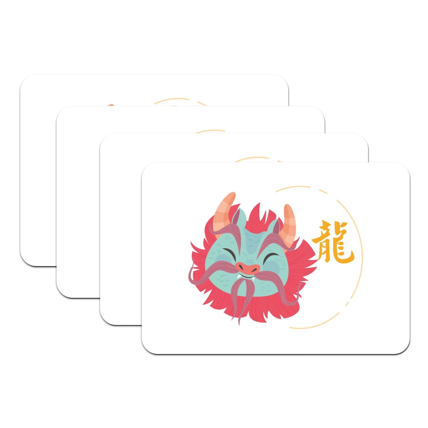 Cadeau horoscope chinois sets de table dragon blanc grand format