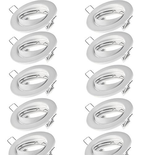 POLLMANN Lot de 10 Led cadre de support pivotant pour LED et halogène y compris douille GU10 et douille MR16 (lot de 10, blanc)