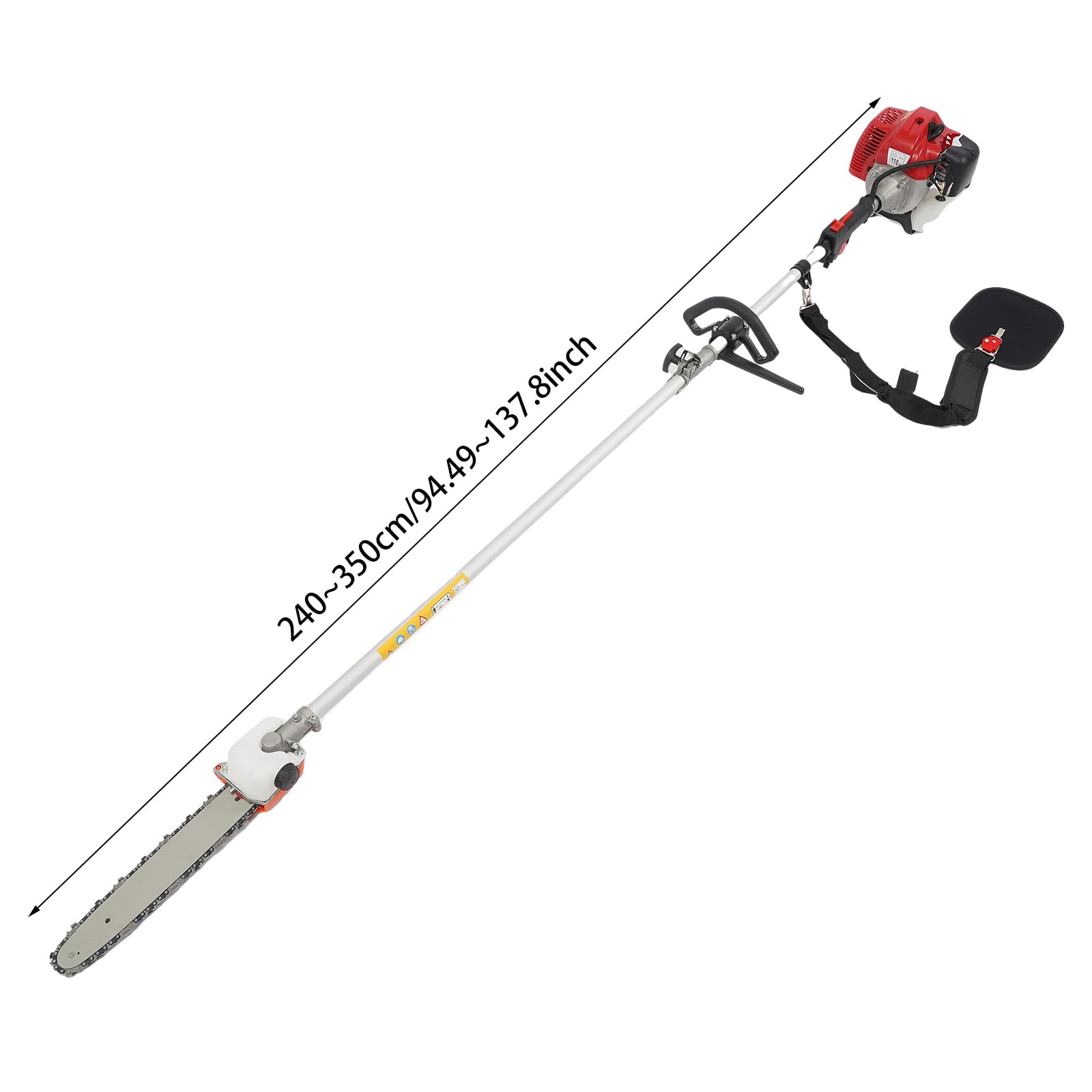 Motosierra telescópica de gasolina, 43 cc, extensible, 2,4-3,5 m, para jardines familiares, parques, zonas verdes, árboles