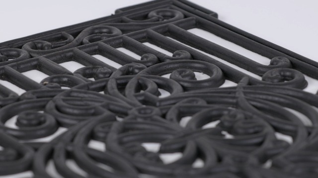 Relaxdays deurmat rubber, 40 x 60 cm, rechthoekig, anitslip, weervast, voor buiten, ornamenten, schoonloopmat, zwart