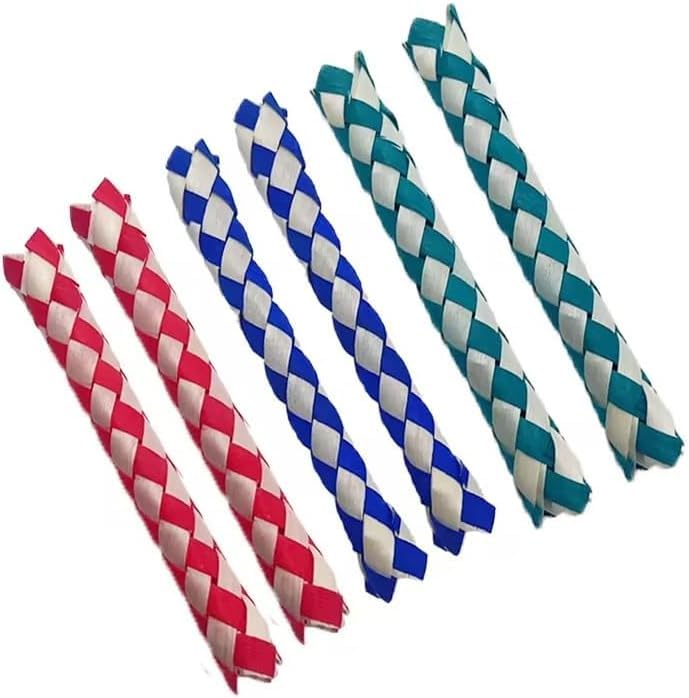 12Pcs Blue, Green and Red Classic Finger Traps Chinese Finger Trap Bamboo Chinese Bamboo Toys Birds Foraging Toy PET Bird Chew Toy Classic Party Toys for Adults Finger Puppets, Chinese Finger Trap