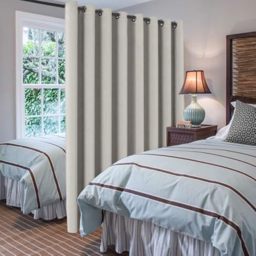 Image of H.VERSAILTEX Blackout Patio Curtains 100 x 90 Inches for Sliding Door Extral Wide Blackout Curtain Panels Thermal Insulated Room Divider - Grommet Top, 7.5' Tall by 8.3' Wide - Ivory /Cream
