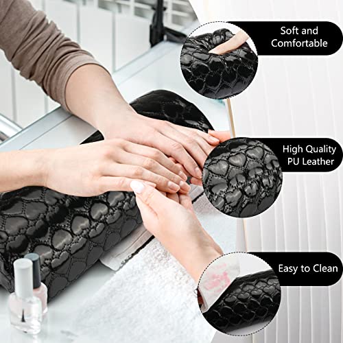 Yokilly Arm Rest For Nails, Washable Pu Leather Nail Pillow Arm Rest, Detachable Manicure Hand Rest Cushion Nail Art Accessories For Nails Tech, Nail Salon, Black #TOP1