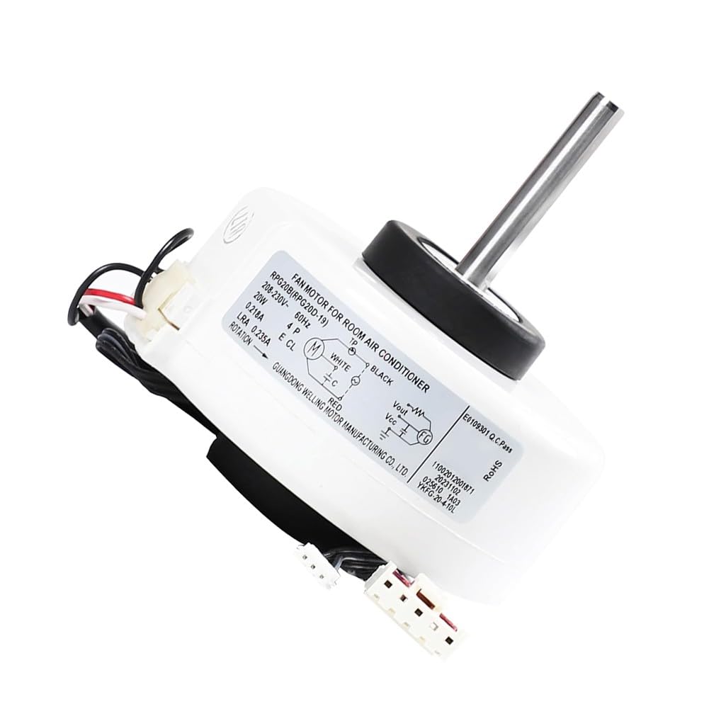 QOXEZY Motor de ventilador CC sin escobillas RPG20B (RPG20D-19) 208-230 V para condensador de aire acondicionado Midea YKFG-20-4-10L, 20 W de alta eficiencia IE4, rodamiento de bolas dual, 2850±5% RPM