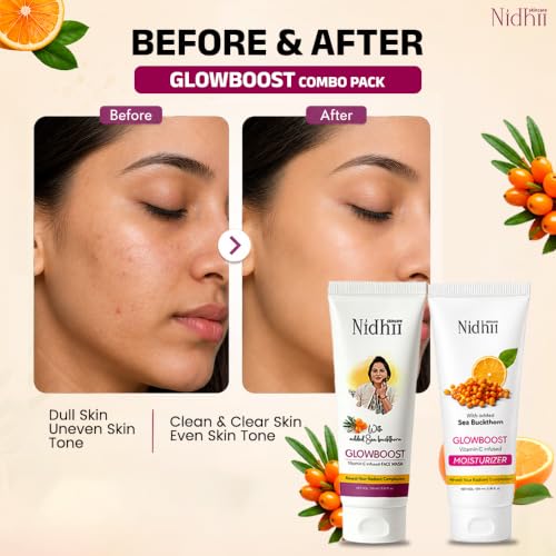 Image of Glowboost Face Wash & Vitamin C Infused Moisturizer with Sea Buckthorn, Aloe Vera & Glycerin | Gentle Cleansing & Hydrating Daily Face Care | Suitable for All Skin Types