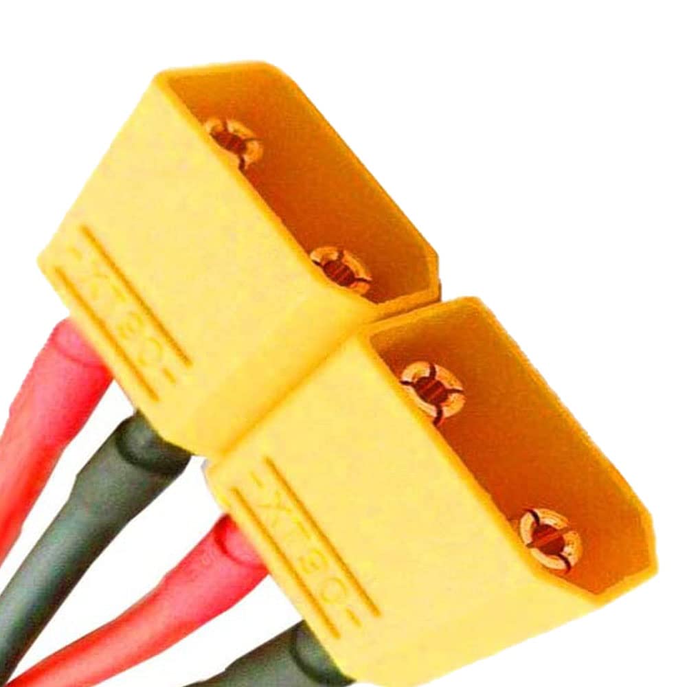 2pcs Conectores Paralelos XT90, Adaptador Conector XT-90 1-Hembra a 2-Machos, Arnés Divisor en Y con Cable de 3.94 Pulgadas 12 AWG